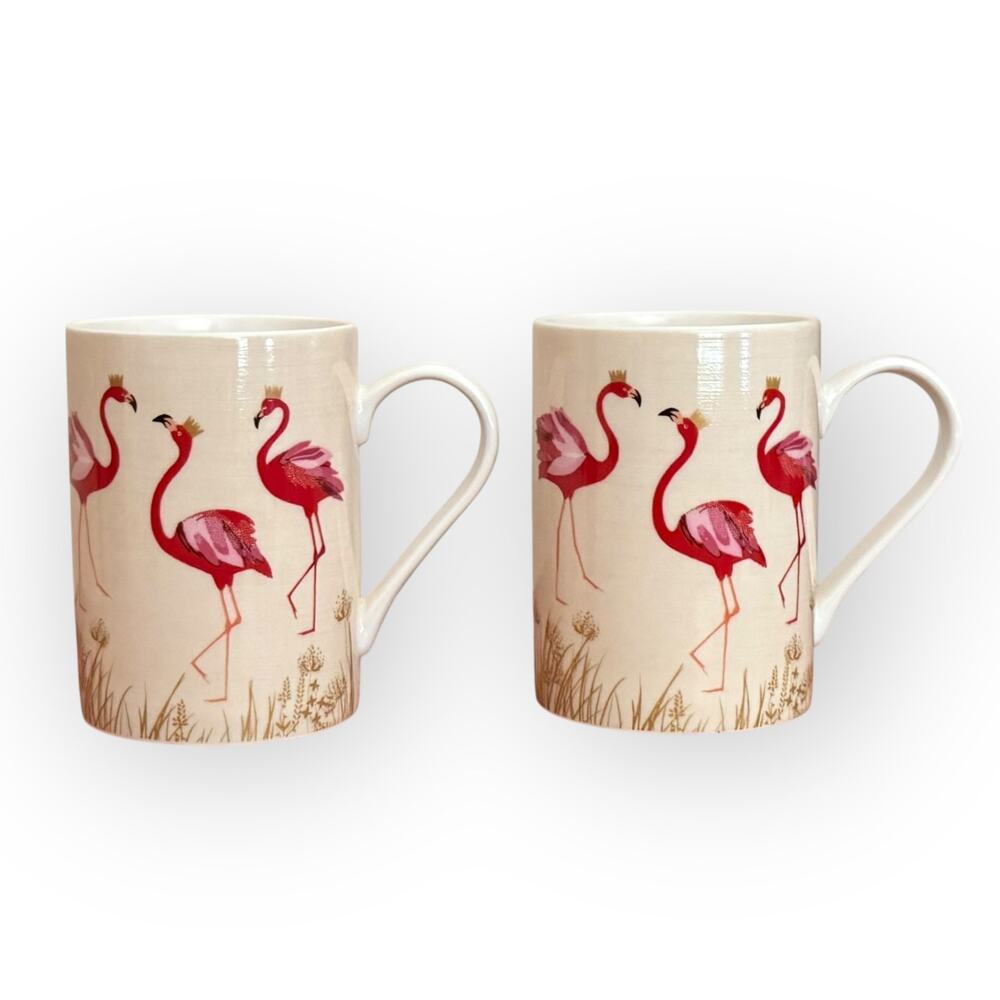 Set of 2 Sara Miller London for Portmeirion Flamboyant Flamingo Coffee Tea Mugs